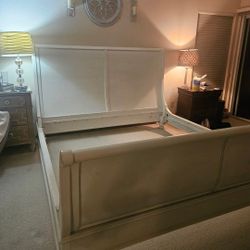 Elegant White Wood Bed Frame King