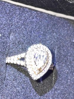 14K Double Halo Diamond Ring. Sizable!
