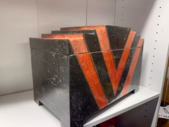 Monumental Maitland Smith Tessellated Stone & Brass Inlay Pyramid Box and others