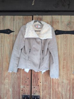 Collection B by Bernardo Gray Faux Shearling Jacket Size Medium