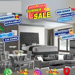 NEW 3 ROOM PACKAGE DEAL- BED MATTRESS DINING ROOM SECTIONAL SOFA AND MORE 