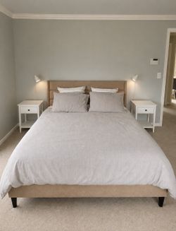 Queen upholstered headboard and frame