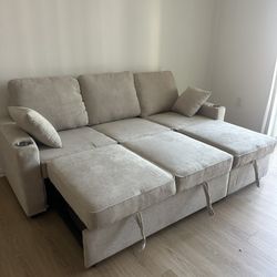 💥NEW❗️Sleeper Sofa Couch w/ Pull-Out Bed + Storage Chaise – FREE Delivery & $0 Down Financing
