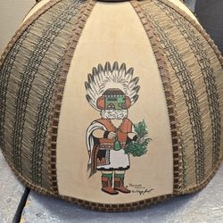 Vintage 1970's Kachina Doll Swag Lamp Globe Bulb Electric Working 