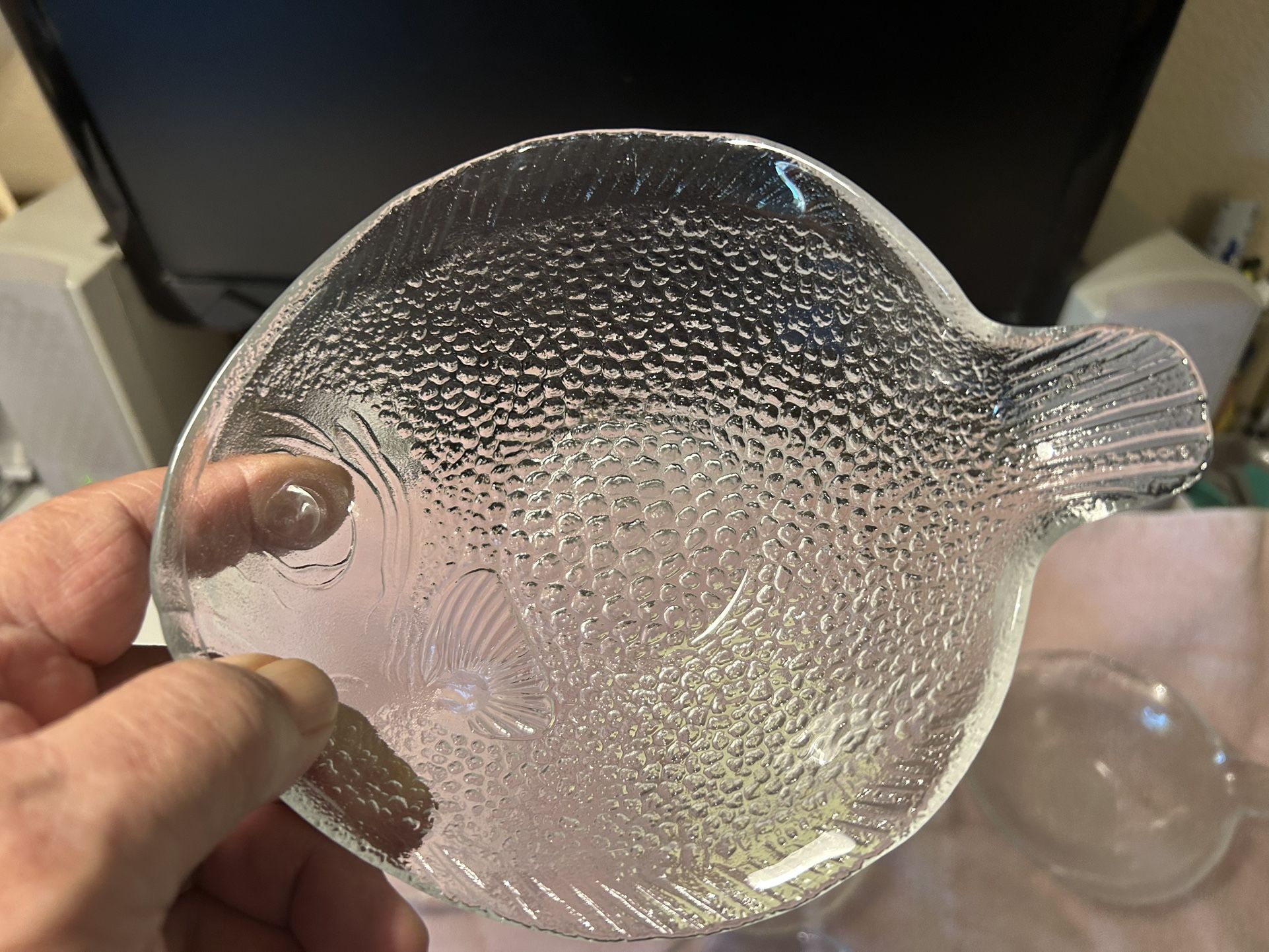 Arcoroc Vintage French Clear Glass Fish Plates and Bowls