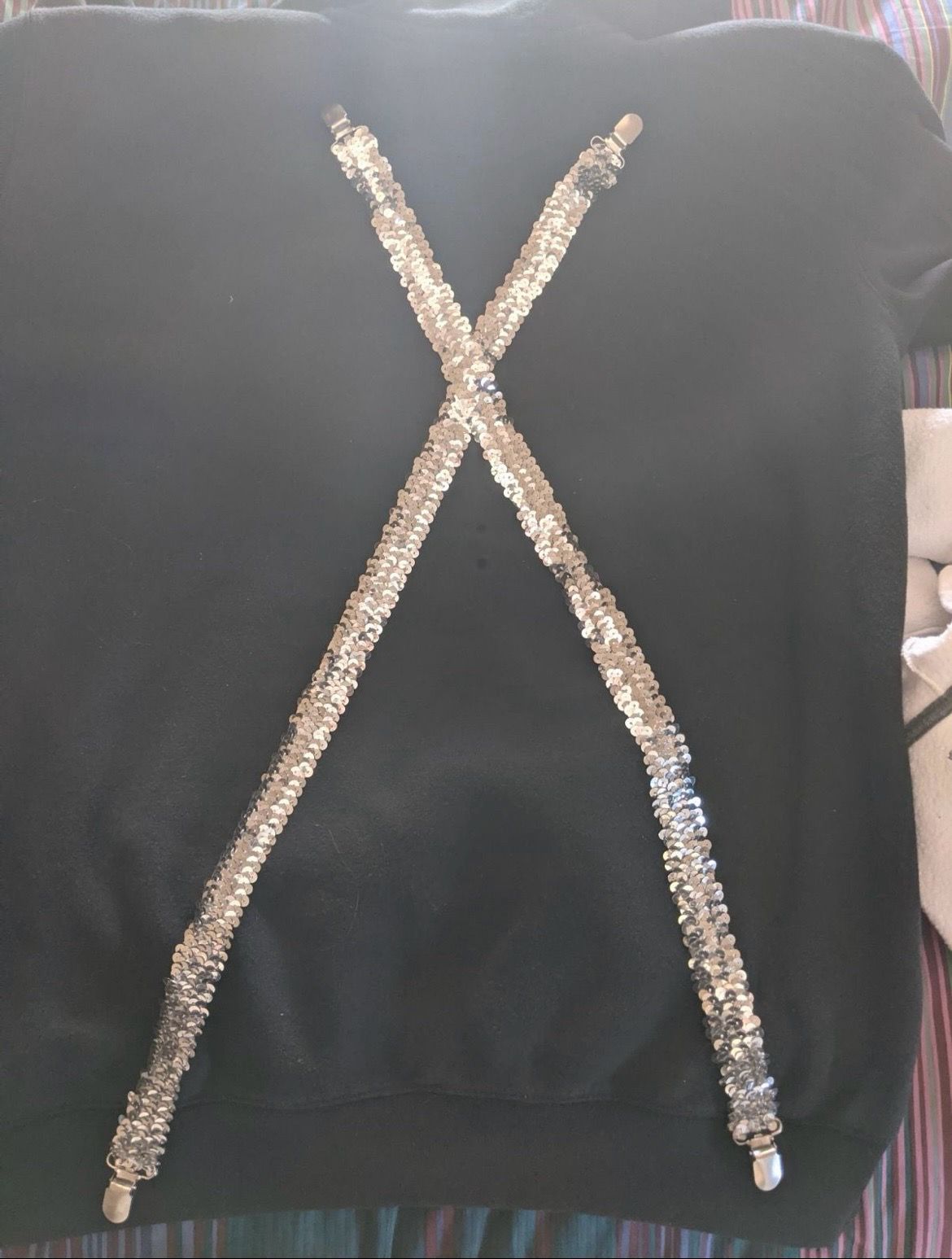 Silver Sequined Suspenders