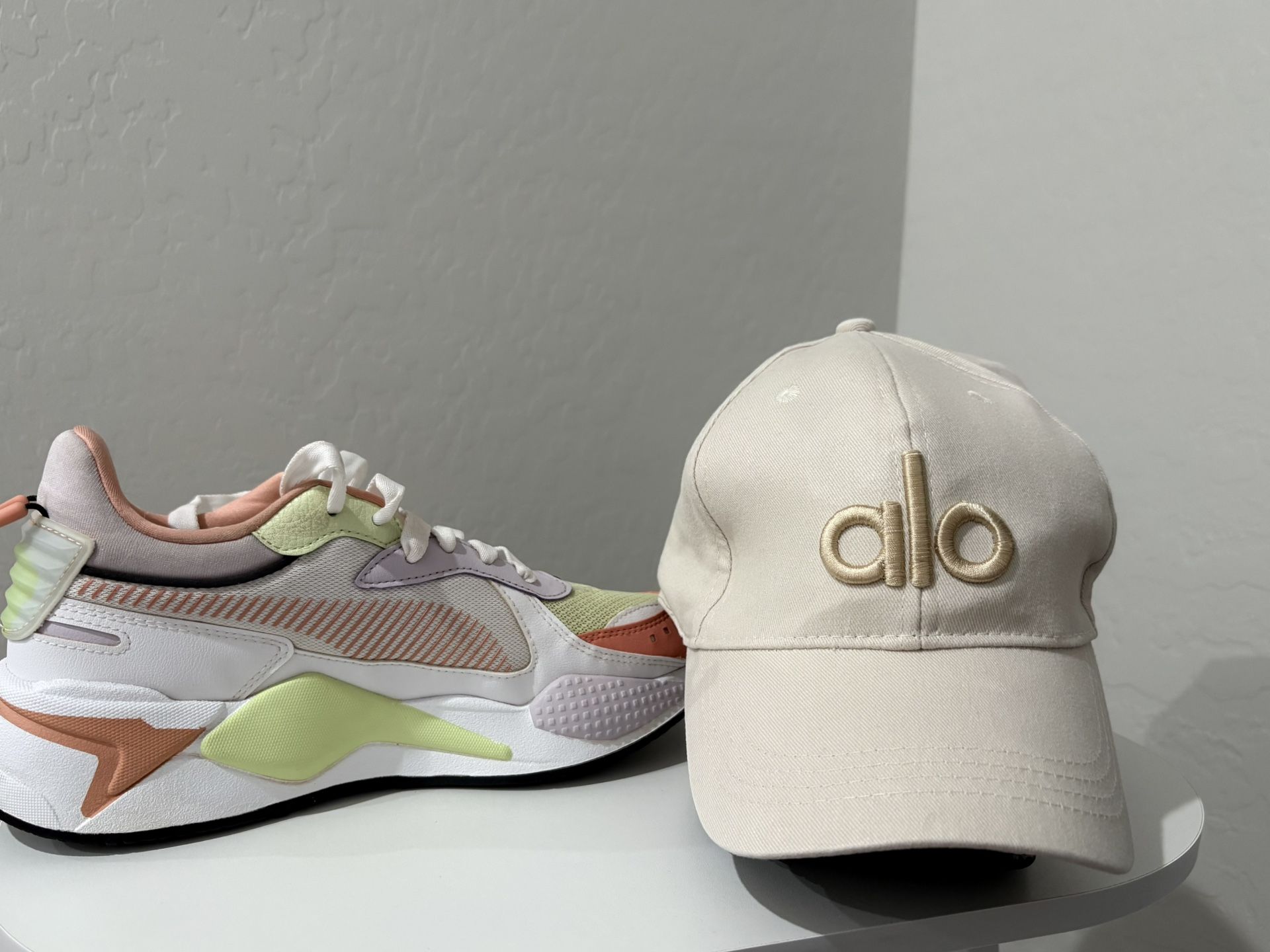 Tan ALO Baseball Hat, Puma Gym Shoes