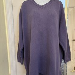 Purple Long V Neck Full Sleeves Plus Size Sweater!