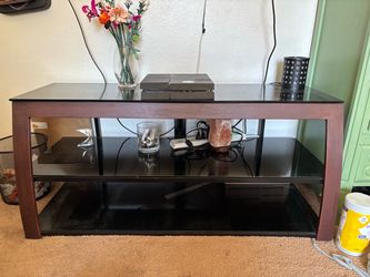 Three Tier Glass and Wood Media Console