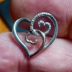 10K / sterling silver heart pendant with diamonds