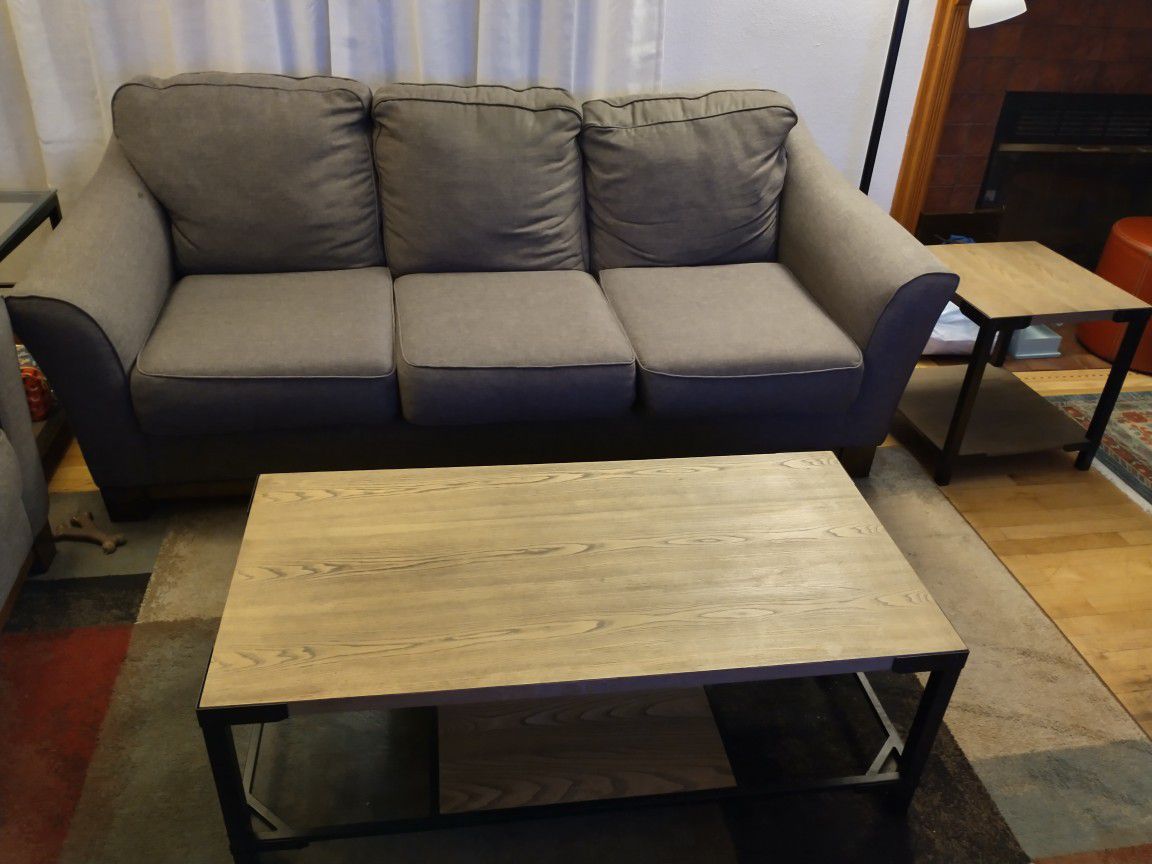 Sofa, coffee table & side table combo