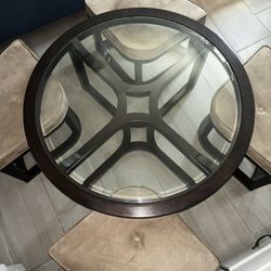 Round Coffee Table + 4 Stools – $50 (Space-Saving Set)