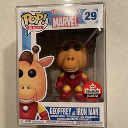 Geoffrey Iron Man Funko Pop *MINT* 2018 Canadian Convention Exclusive Toys ‘R’ Us Marvel Ad Icons 29 with protector Tony Stark Avengers Giraffe Canada