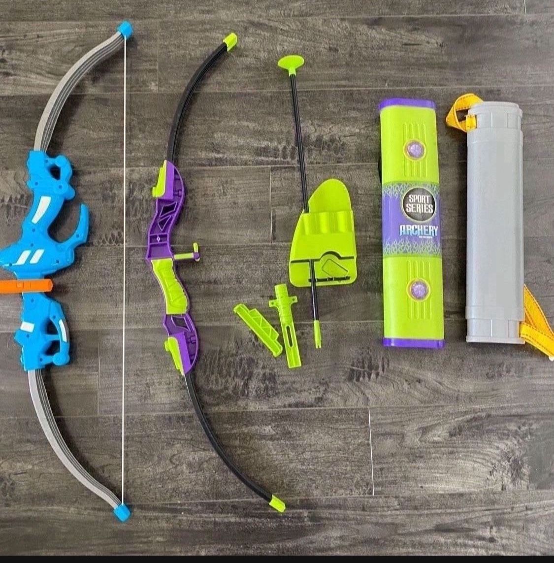 Kids Archery Toy Bows From Different Sets. One Bow Missing String So Just Throwing In For Free $10