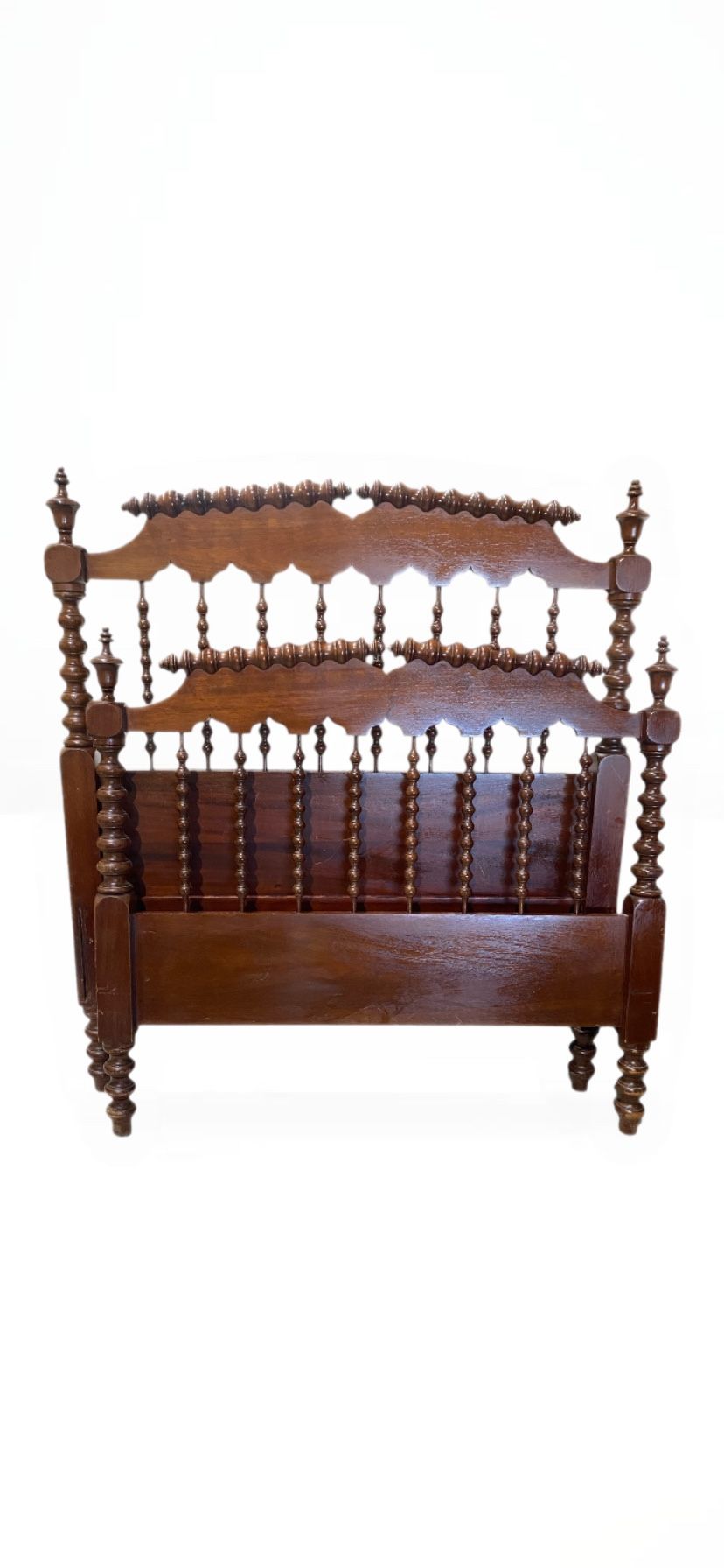 Antique Vintage Jenny Lind Style wood Spindle Twin Bed Frame needs Rails Headboard footboard