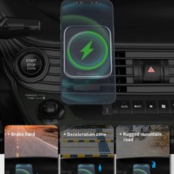 Cargador Inalámbrico de Carro Compatible Con IPhone y Samsung Negro