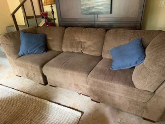 Large Brown Fabric Sectional Sofa - NEED IT GONE ASAP