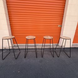 Set of 4 Wood Top Metal Bar Stools - brand new - $75