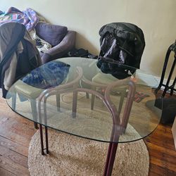 Funky Glass Vintage Table With 2 Chairs 