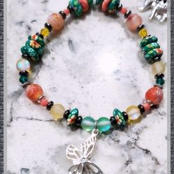 Butterfly Charm Beaded Handmade Bracelet 