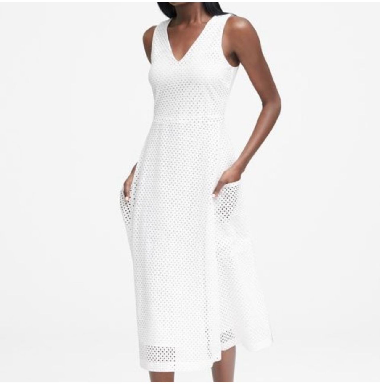 Banana Republic Lace Fit & Flare Dress White Sz 0