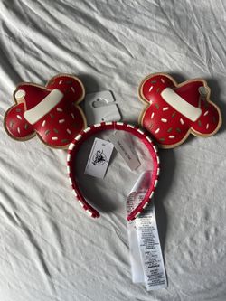 DISNEY PARKS Christmas Cookies Mickey Mouse Santa Hat Headband Ears