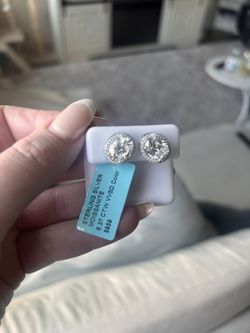 Sterling silver diamond earrings - brand new, never worn