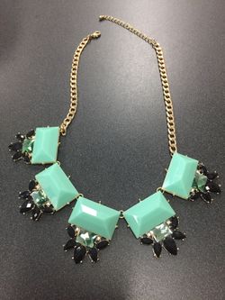 Beautiful pale turquoise and rhinestone necklace Cleopatra Halloween ??