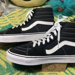 Men’s Size 9.0 VANS Sk8-Hi Shoes Classic Black & White Excellent Condition