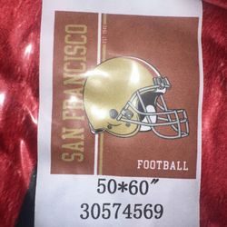 San Francisco Football Blanket New Sealed 50X60”