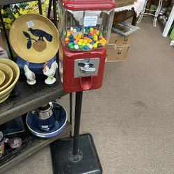 Vintage 5 Cent Gumball Machine on Stand