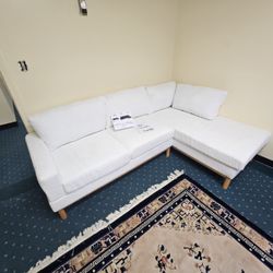 White Sherpa Sectional Sofa with Right-Facing Chaise