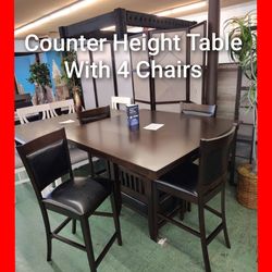 ✨ Counter Height Table with 4 Chairs