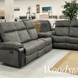 Ashley Furniture Woodsway 2 Piece Reclining Sofa and Loveseat Set⭐$39 Down Payment with Financing  No Needed Credit Check0819
