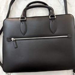 Slim Leather Briefcase, Black