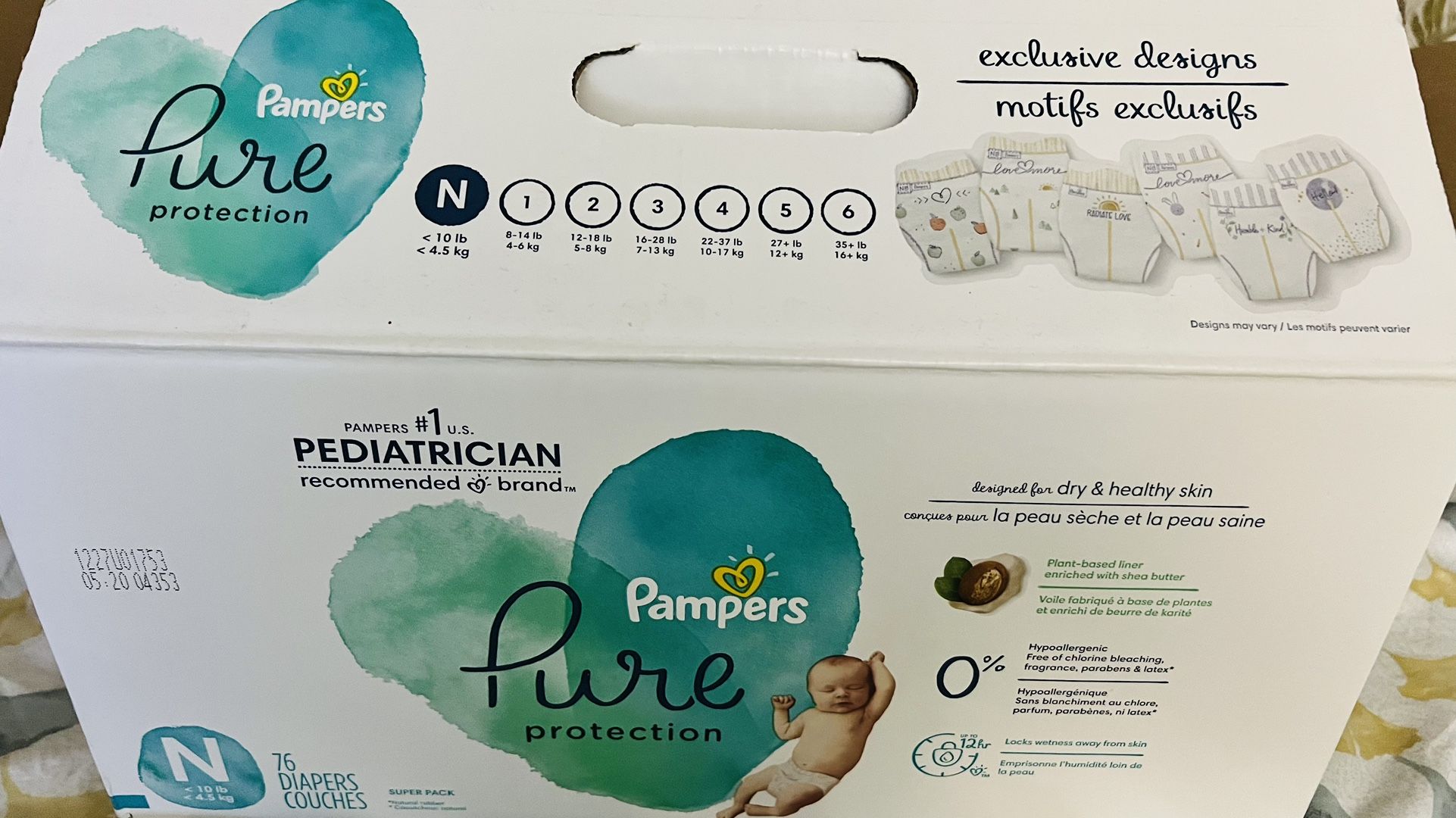 Pampers Pure New Born (NB) Hypoallergenic Unscented Diapers for Sale