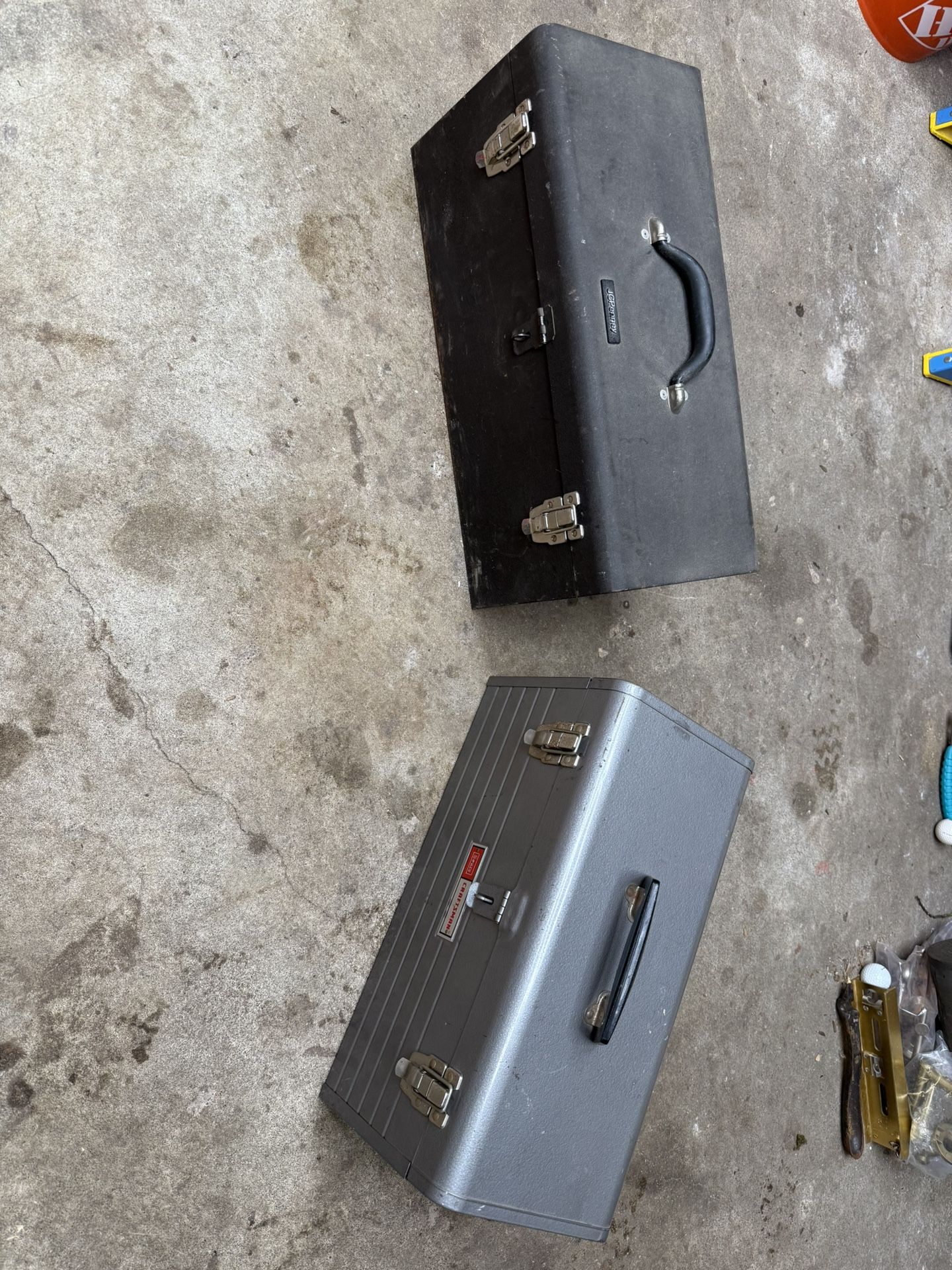 Two Metal Tool Boxes And Tools