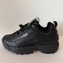 FILA Disruptor II Womens Size 8 Black Chunky Sneakers Platform 1FM00622-021