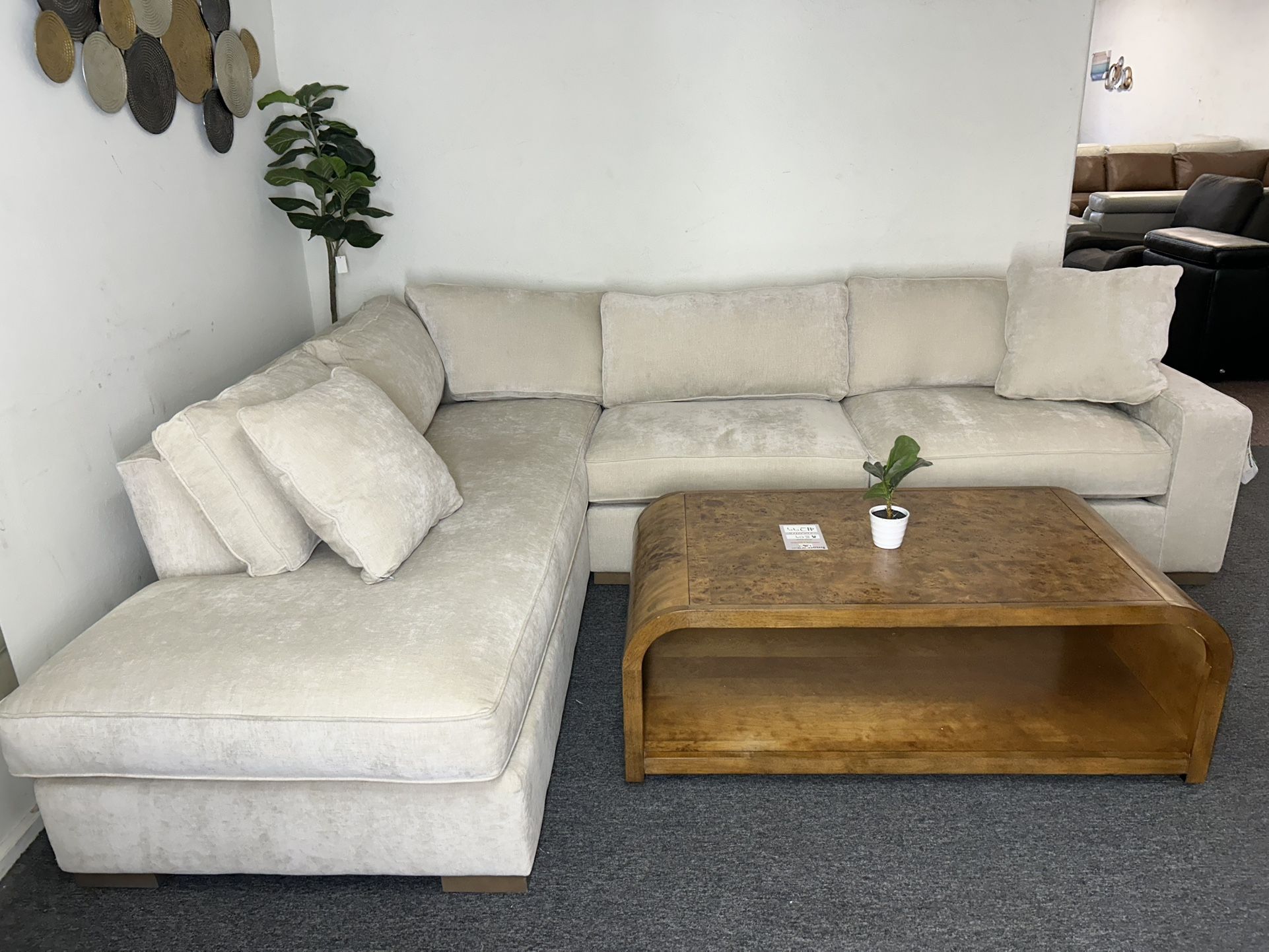 Furniture- 2 Pc Fabric Champagne Sectional- Marlyann