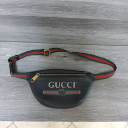 Gucci Logo Printed Small Black Belt Bag Authentic 