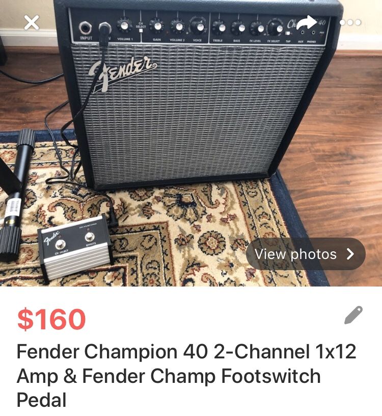 Fender Champion 40 2Channel 1x12 Amp & Fender Champ Footswitch Pedal
