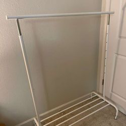 Adjustable Clothing Rack with Shoe Shelf & Wheels