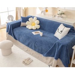 Waterproof Sofa Cover for Pets, Dark Blue Couch Covers for Sectional Sofa, Simple Style Sofa Covers for 2-3 Cushion Couch, Waterproof, Durable and Was