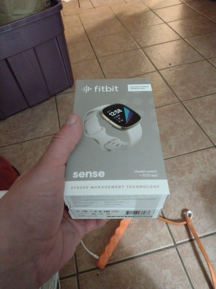 Fitbit Advanced Sense Smartwatch 6 Months Premium Trial Membership Brand New Still In The Box Sealed Lunar White With Gold Stainless Steel Case $125