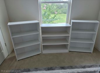 Set of 3 White Bookcases with Adjustable Shelves