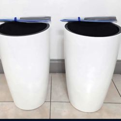 PAIR of 22" White Resin Planters w Water Level Monitoring (2 for $65)  @ Lasting Creations