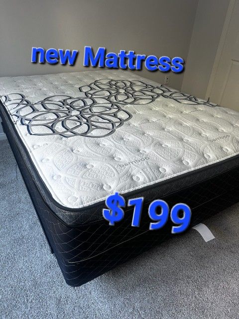 Queen Size Pillow Top Mattress 12 Thick. New Mattress In A Plastic Sealed. Same Day Delivery