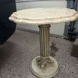 Antique Vintage Travertine Side Table Heavy Beautiful!! 