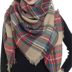 Trendy Plaid Blanket Scarf Women Big Oversized Long Scarves