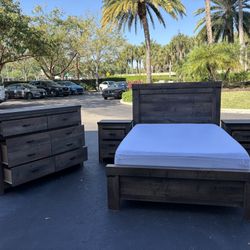 Beautiful Bedroom Set Queen Size Mdf Wood Brown Color Like New by Ashley Furniture